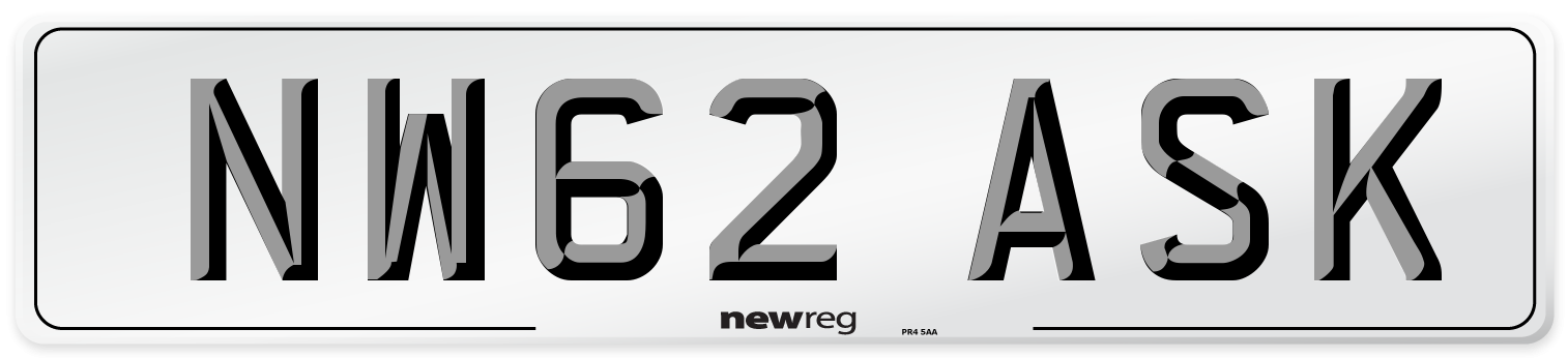NW62 ASK Number Plate from New Reg